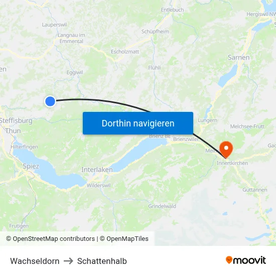Wachseldorn to Schattenhalb map
