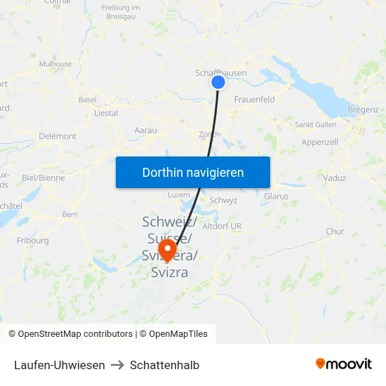Laufen-Uhwiesen to Schattenhalb map