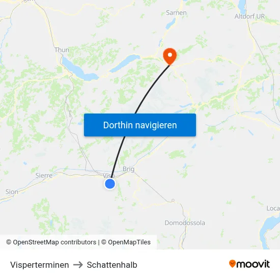 Visperterminen to Schattenhalb map