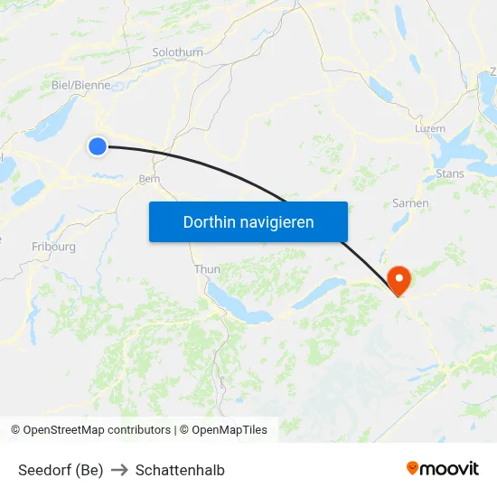 Seedorf (Be) to Schattenhalb map
