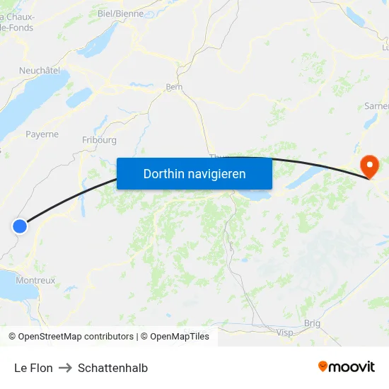 Le Flon to Schattenhalb map