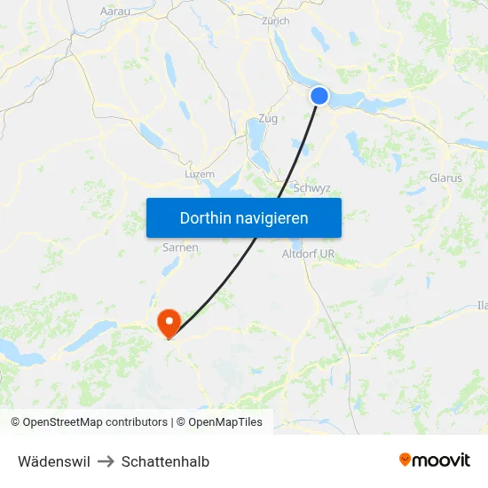 Wädenswil to Schattenhalb map