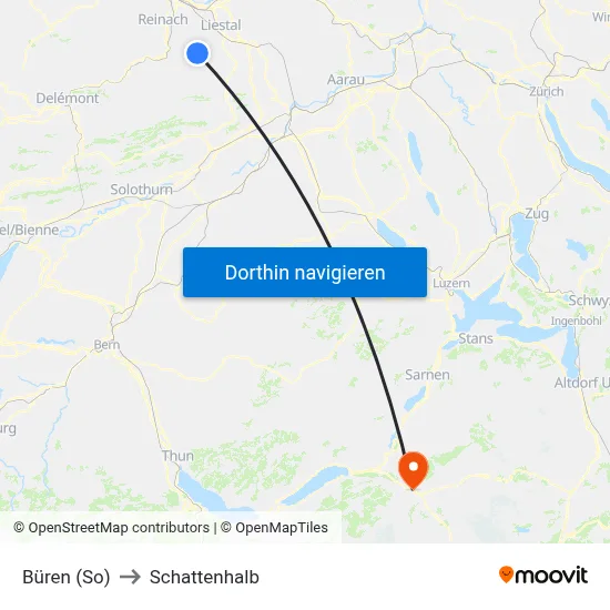 Büren (So) to Schattenhalb map