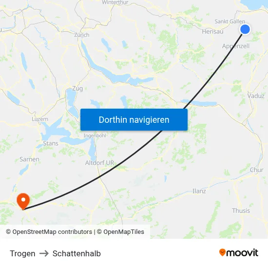 Trogen to Schattenhalb map