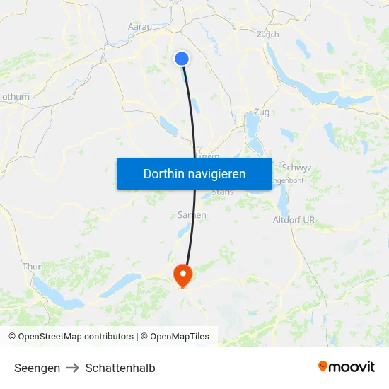 Seengen to Schattenhalb map