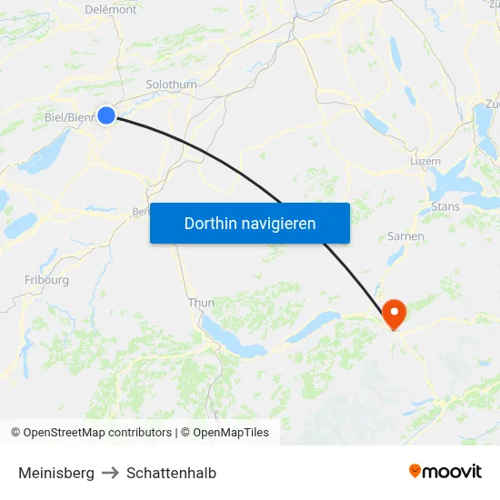 Meinisberg to Schattenhalb map