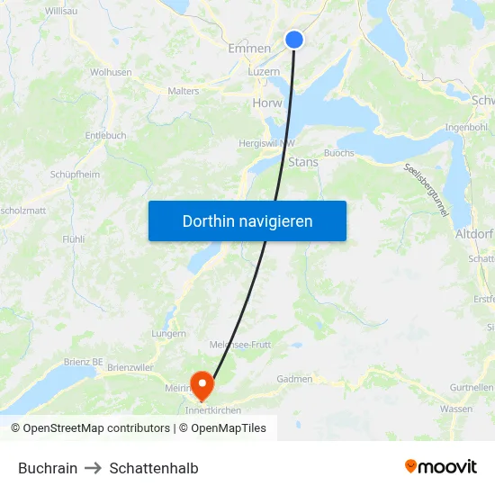 Buchrain to Schattenhalb map