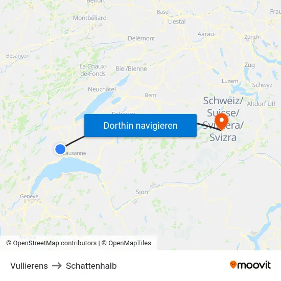 Vullierens to Schattenhalb map