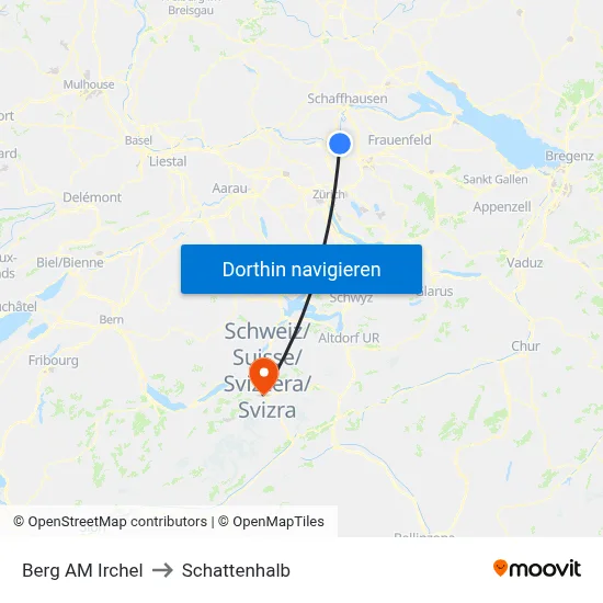 Berg AM Irchel to Schattenhalb map