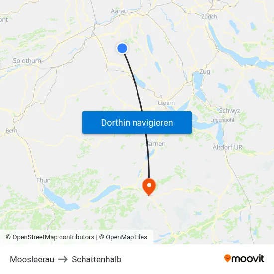 Moosleerau to Schattenhalb map
