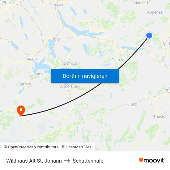Wildhaus-Alt St. Johann to Schattenhalb map