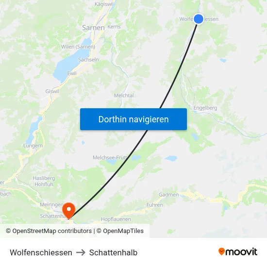 Wolfenschiessen to Schattenhalb map