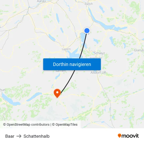 Baar to Schattenhalb map