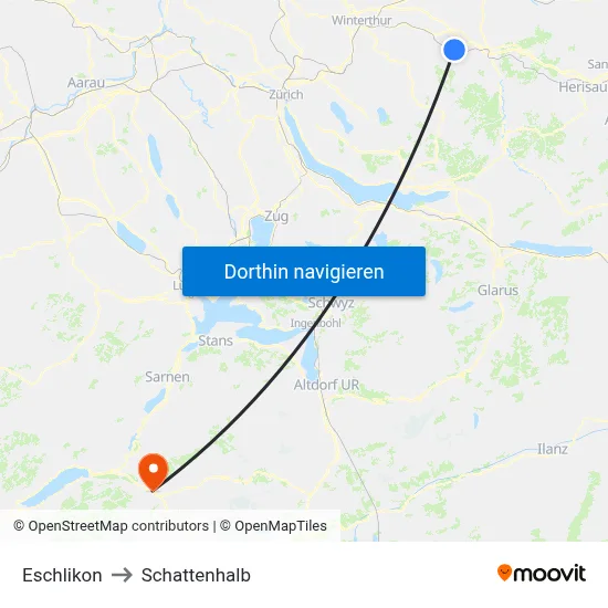 Eschlikon to Schattenhalb map