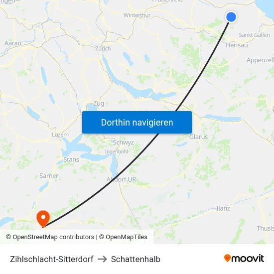 Zihlschlacht-Sitterdorf to Schattenhalb map