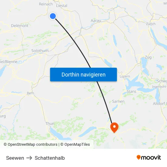 Seewen to Schattenhalb map