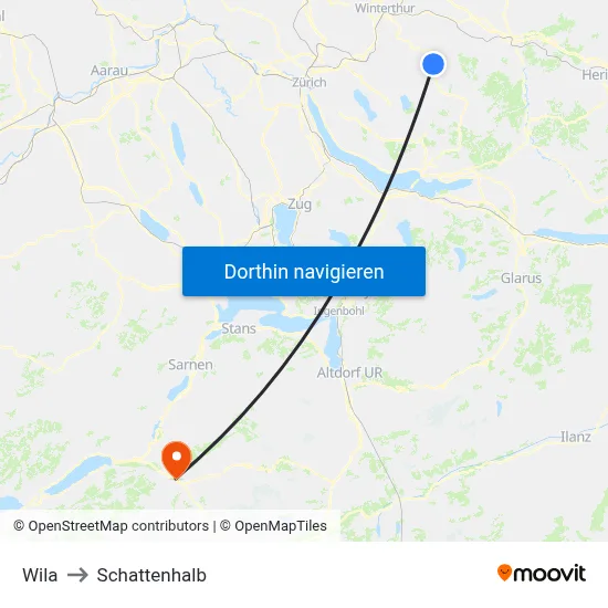 Wila to Schattenhalb map