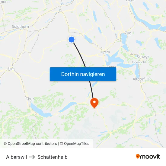 Alberswil to Schattenhalb map