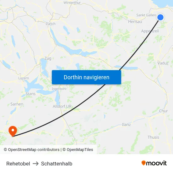 Rehetobel to Schattenhalb map
