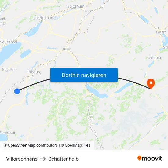 Villorsonnens to Schattenhalb map