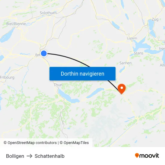 Bolligen to Schattenhalb map