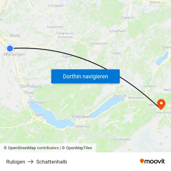 Rubigen to Schattenhalb map