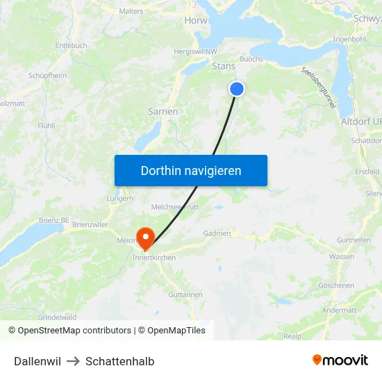 Dallenwil to Schattenhalb map