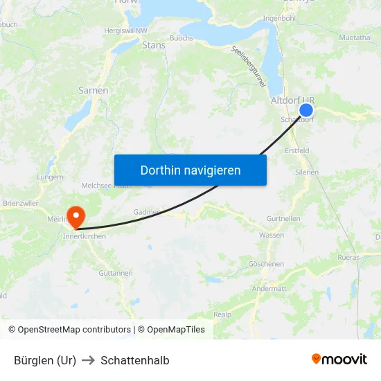 Bürglen (Ur) to Schattenhalb map