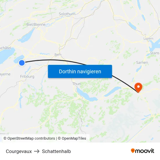 Courgevaux to Schattenhalb map
