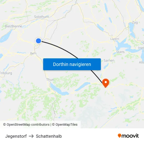 Jegenstorf to Schattenhalb map