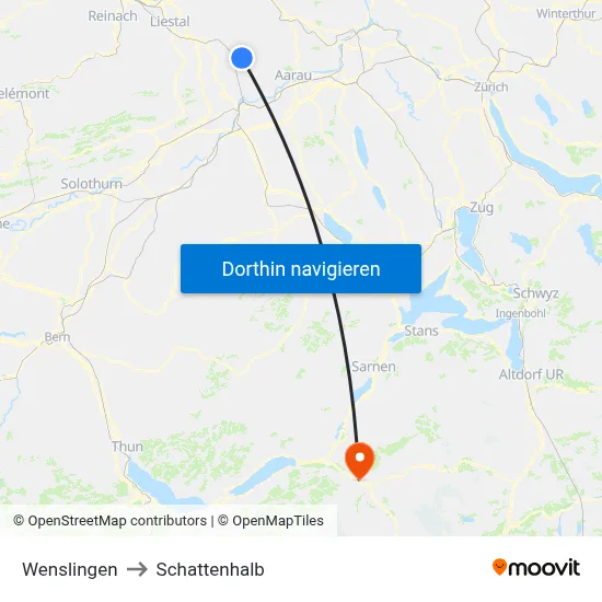 Wenslingen to Schattenhalb map