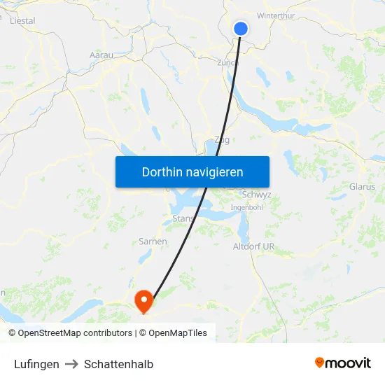 Lufingen to Schattenhalb map