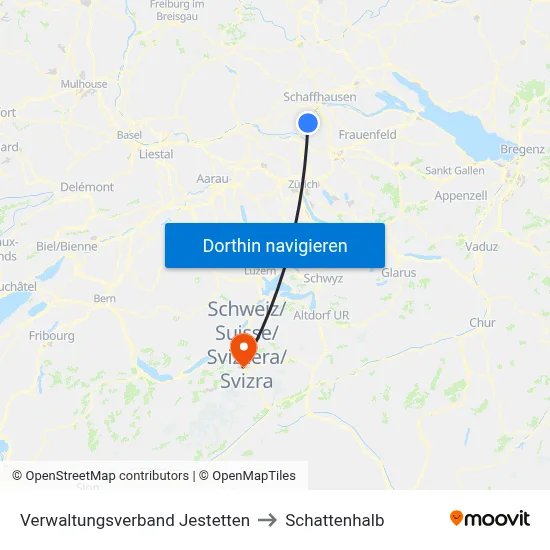 Verwaltungsverband Jestetten to Schattenhalb map