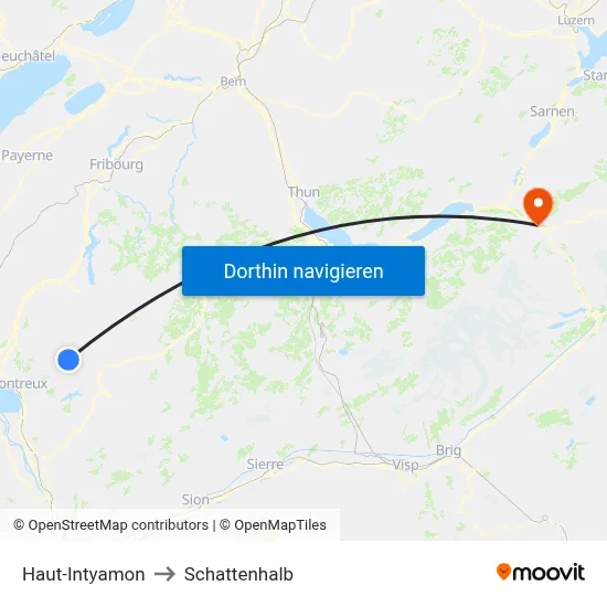 Haut-Intyamon to Schattenhalb map