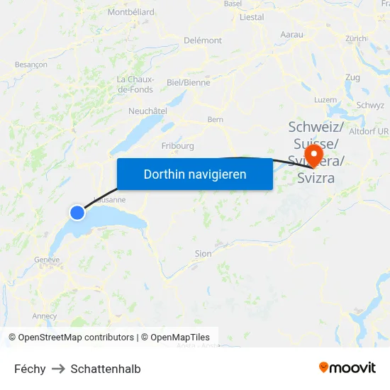 Féchy to Schattenhalb map