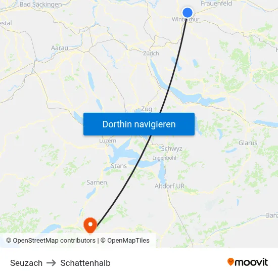 Seuzach to Schattenhalb map