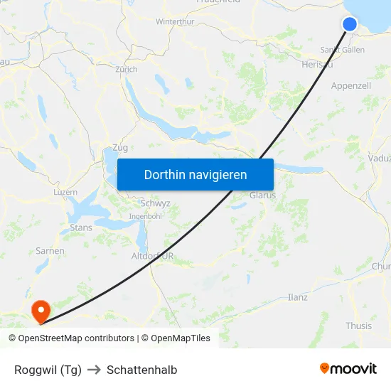 Roggwil (Tg) to Schattenhalb map