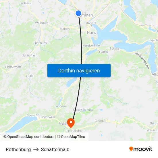 Rothenburg to Schattenhalb map