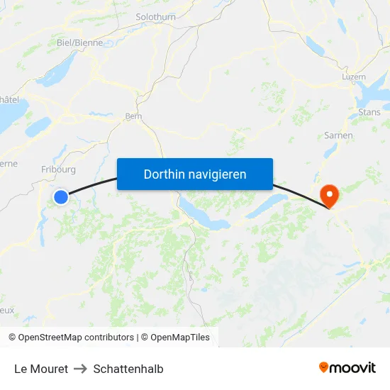 Le Mouret to Schattenhalb map