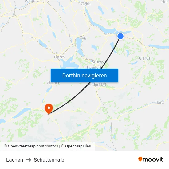 Lachen to Schattenhalb map