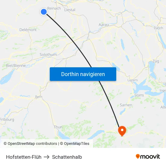 Hofstetten-Flüh to Schattenhalb map