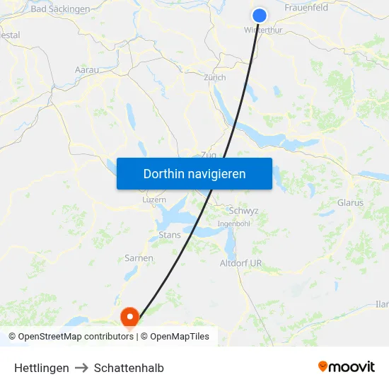 Hettlingen to Schattenhalb map