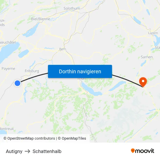 Autigny to Schattenhalb map
