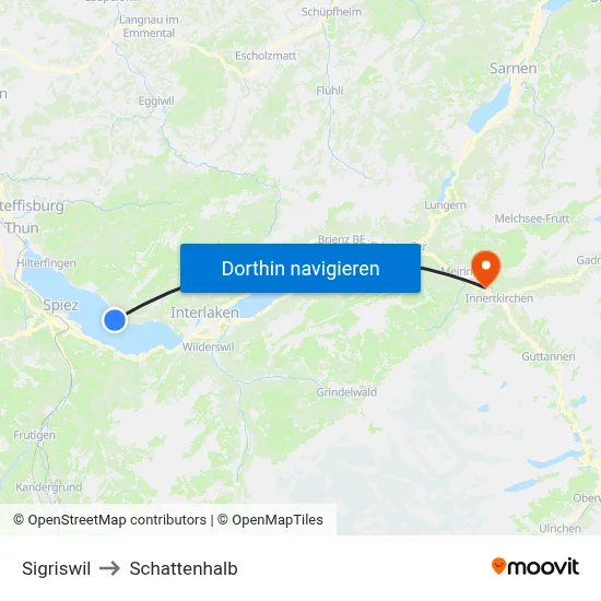 Sigriswil to Schattenhalb map