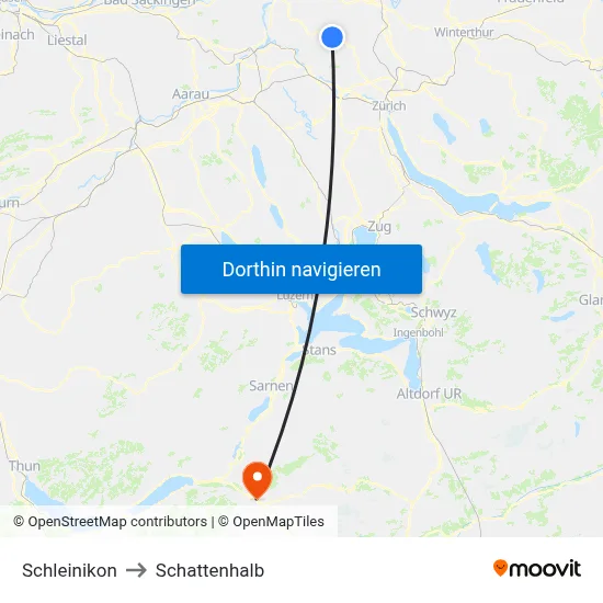Schleinikon to Schattenhalb map