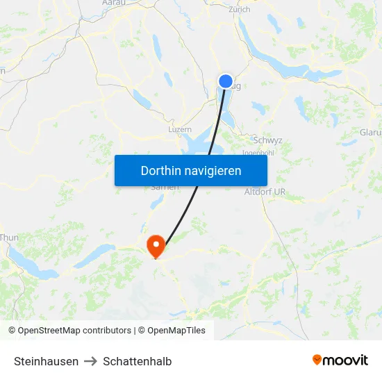 Steinhausen to Schattenhalb map