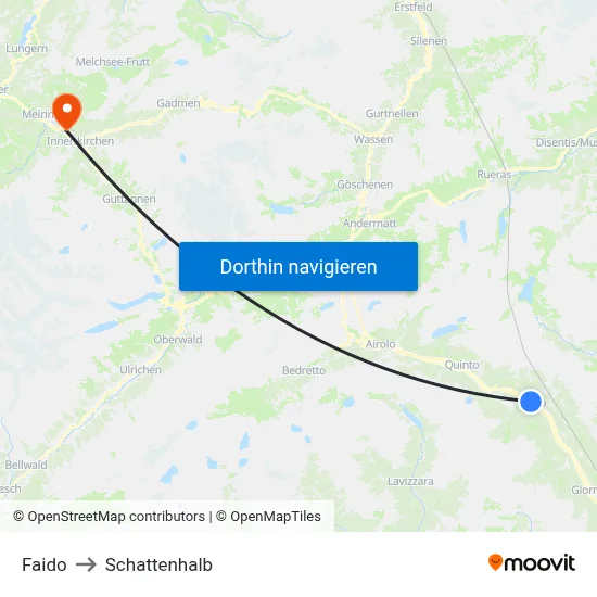 Faido to Schattenhalb map