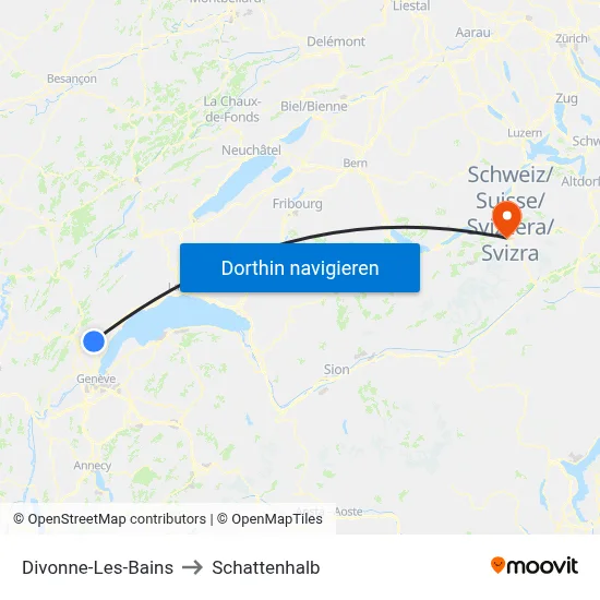 Divonne-Les-Bains to Schattenhalb map