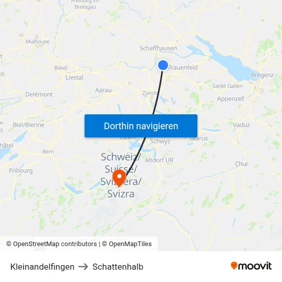 Kleinandelfingen to Schattenhalb map