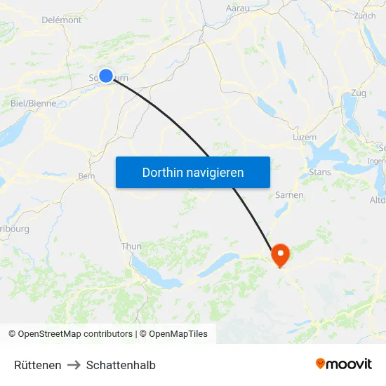 Rüttenen to Schattenhalb map